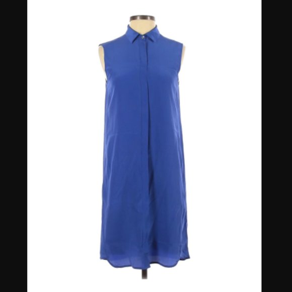 Blue Silk J.Crew Collared Work Dress - Picture 1 of 2